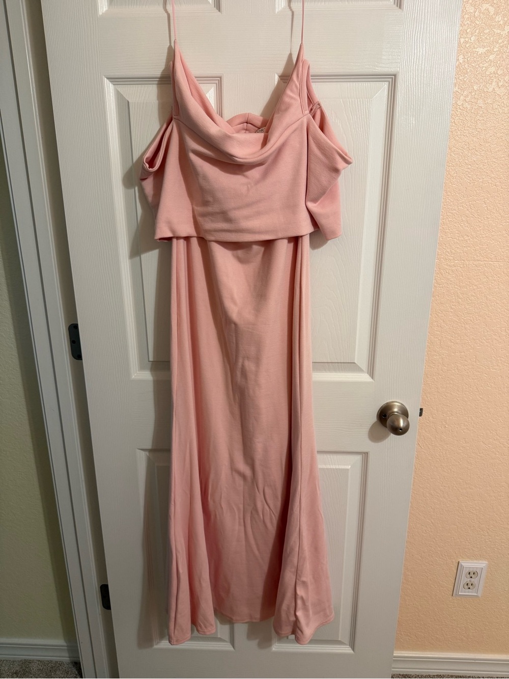 Pink Off-Shoulder Maxi Dress with Cowl Neck